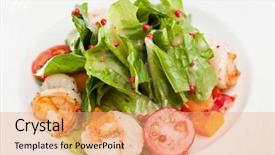  Presentation with salad packaging - PPT layouts featuring mango leaf - salad with shrimps background and a  colored foreground
