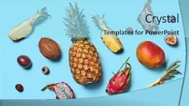  Presentation with fruits mango - Cool new PPT layouts with mango pineapple pitahaya coconut backdrop and a arctic colored foreground