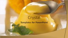  Presentation with pudding - PPT layouts consisting of mango-pudding-jelly-dessert background and a gold colored foreground