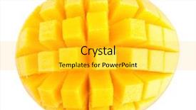  Presentation with mango - Audience pleasing PPT theme consisting of mango slice isolated on white backdrop and a yellow colored foreground