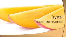  Presentation with mango - Amazing slide deck having mango slices isolated backdrop and a yellow colored foreground