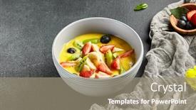  Presentation with fruits mango - Colorful presentation enhanced with mango-soup-with-fresh-berries backdrop and a gray colored foreground