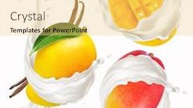 Presentation with milk splash - Cool new presentation theme with mango-with-milk-splash-isolated backdrop and a yellow colored foreground