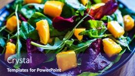  Presentation with mango - Audience pleasing PPT layouts consisting of mango-with-vegetables-on-wooden backdrop and a violet colored foreground