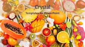  Presentation with mangosteen - PPT theme consisting of mangosteen - still life with fresh assorted background and a yellow colored foreground