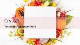  Presentation with tropical flowers - Colorful slides enhanced with mangosteen - still life with fresh assorted backdrop and a lemonade colored foreground