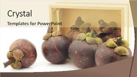  Presentation with mangosteen - Presentation theme having mangosteen fruits garcinia mangostana linn background and a lemonade colored foreground