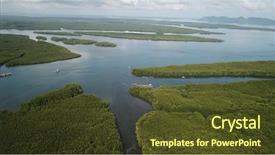  Presentation with mangrove - Slide set consisting of mangroves - mangrove forest aerial photo background and a tawny brown colored foreground