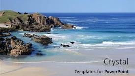  Presentation with beach - Beautiful presentation design featuring mangurstadh-beach-isle-of-lewis backdrop and a light blue colored foreground