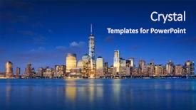  Presentation with taxi cabs new york city - Theme enhanced with manhattan after sunset - beautiful cityscape background and a navy blue colored foreground