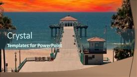 Presentation with south beach - Audience pleasing presentation design consisting of manhattan-beach-pier-with-sunset backdrop and a ocean colored foreground