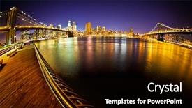  Presentation with brooklyn bridge - Slide set consisting of manhattan skyline at night taken background and a black colored foreground