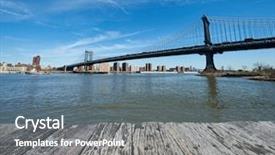  Presentation with brooklyn - Slide set with manhattan bridge and skyline view from brooklyn in new york city background and a gray colored foreground