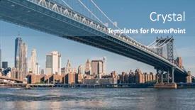  Presentation with manhattan - Presentation design featuring manhattan-bridge-in-new-york background and a teal colored foreground