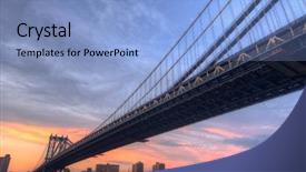  Presentation with manhattan - Cool new presentation theme with manhattan bridge spanning the east river in new york city backdrop and a light blue colored foreground