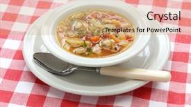  Presentation with clam - Audience pleasing PPT layouts consisting of manhattan clam chowder backdrop and a coral colored foreground