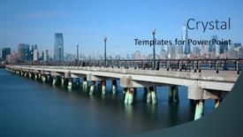  Presentation with manhattan - Presentation having manhattan-downtown-skyline-and-bridge background and a light blue colored foreground