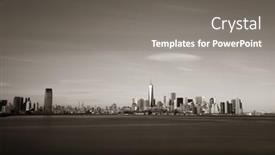  Presentation with manhattan - Amazing presentation theme having manhattan-downtown-skyline-with-skyscrapers backdrop and a gray colored foreground