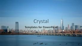  Presentation with manhattan - Colorful PPT theme enhanced with manhattan-downtown-skyline-with-skyscrapers backdrop and a light blue colored foreground