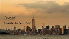  Presentation with manhattan - Colorful PPT layouts enhanced with manhattan-downtown-skyline-with-urban backdrop and a coral colored foreground