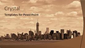  Presentation with manhattan - Cool new theme with manhattan-downtown-skyline-with-urban backdrop and a coral colored foreground