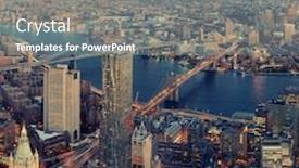  Presentation with manhattan - Theme with manhattan downtown sunset rooftop view with urban skyscrapers in new york city background and a gray colored foreground