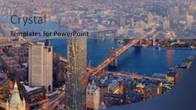  Presentation with manhattan - Amazing presentation design having manhattan downtown sunset rooftop view with urban skyscrapers in new york city backdrop and a light blue colored foreground