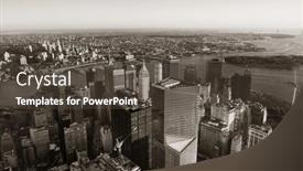  Presentation with manhattan - Audience pleasing slide deck consisting of manhattan-downtown-sunset-rooftop-view backdrop and a dark gray colored foreground