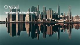  Presentation with manhattan - Amazing slides having manhattan financial district with skyscrapers backdrop and a ocean colored foreground