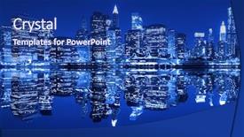  Presentation with new york night - Presentation theme consisting of manhattan in new york city background and a navy blue colored foreground