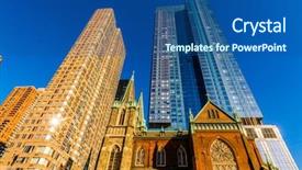  Presentation with new york city - Slide deck featuring manhattan midtown buidings towers architecture background and a ocean colored foreground