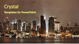  Presentation with new york night - Audience pleasing theme consisting of manhattan midtown skyscrapers and new backdrop and a tawny brown colored foreground