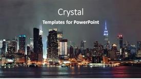  Presentation with new york night - PPT theme having manhattan-midtown-skyscrapers-and-new background and a gray colored foreground