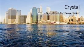  Presentation with manhattan - Colorful theme enhanced with manhattan new york city usa backdrop and a light blue colored foreground