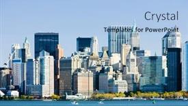  Presentation with manhattan - Audience pleasing theme consisting of manhattan new york city usa backdrop and a light blue colored foreground