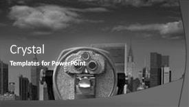  Presentation with telescope - Slides having manhattan new york sunny skyline east river nyc usa telescope photomount background and a dark gray colored foreground