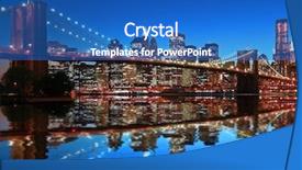  Presentation with crossing bridge - Cool new presentation theme with manhattan reflected in east river backdrop and a teal colored foreground