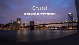  Presentation with cityscape manhattan bridge - Presentation theme featuring manhattan-skyline-and-brooklyn-bridge background and a teal colored foreground