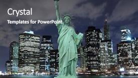  Presentation with new york night - Colorful presentation enhanced with liberty at night new york backdrop and a dark gray colored foreground
