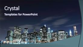  Presentation with new york night - Slides featuring manhattan skyline at night new background and a wine colored foreground