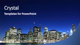  Presentation with new york night - Colorful PPT theme enhanced with manhattan skyline at night new backdrop and a navy blue colored foreground