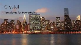  Presentation with manhattan - Audience pleasing presentation theme consisting of chrysler building - manhattan skyline at twilight backdrop and a seafoam green colored foreground