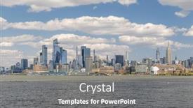  Presentation with manhattan - PPT theme having manhattan-skyline-in-new-york background and a gray colored foreground