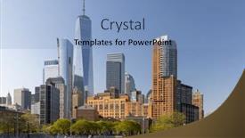  Presentation with manhattan - Theme enhanced with manhattan-skyline-in-new-york background and a light blue colored foreground