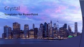  Presentation with manhattan - Slide set enhanced with manhattan-skyline-in-new-york background and a light blue colored foreground