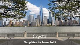  Presentation with manhattan - Slide deck featuring manhattan-skyline-in-new-york background and a gray colored foreground