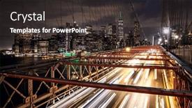  Presentation with cityscape manhattan bridge - Presentation theme consisting of manhattan-skyline-in-new-york background and a dark gray colored foreground