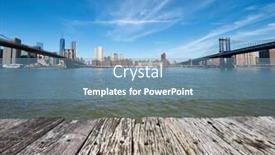  Presentation with brooklyn - Audience pleasing slides consisting of manhattan skyline view from brooklyn between brooklyn bridge and manhattan bridge in new york city backdrop and a teal colored foreground