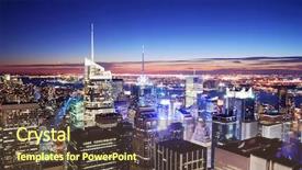  Presentation with new york night - Presentation theme featuring manhattan skyline with times square background and a tawny brown colored foreground