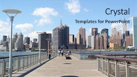  Presentation with manhattan - Colorful presentation design enhanced with manhattan skyline backdrop and a light blue colored foreground